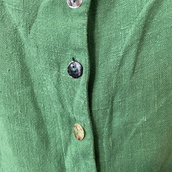 Coldwater Creek Green 100% Linen Sleeveless Dress With Button Back & Pockets M - Picture 4 of 6